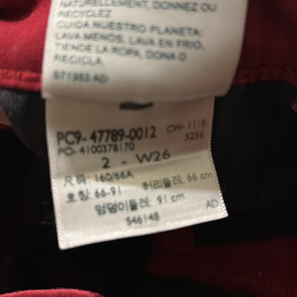 Denizen Levi’s Red High-Rise Ankle Skinny Jeggings Zipper Details Size 2 - Picture 13 of 13